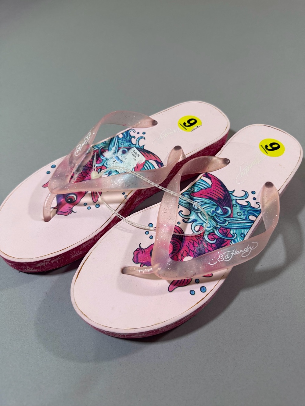VTG & NWT! Ed Hardy Platform Flip Flops